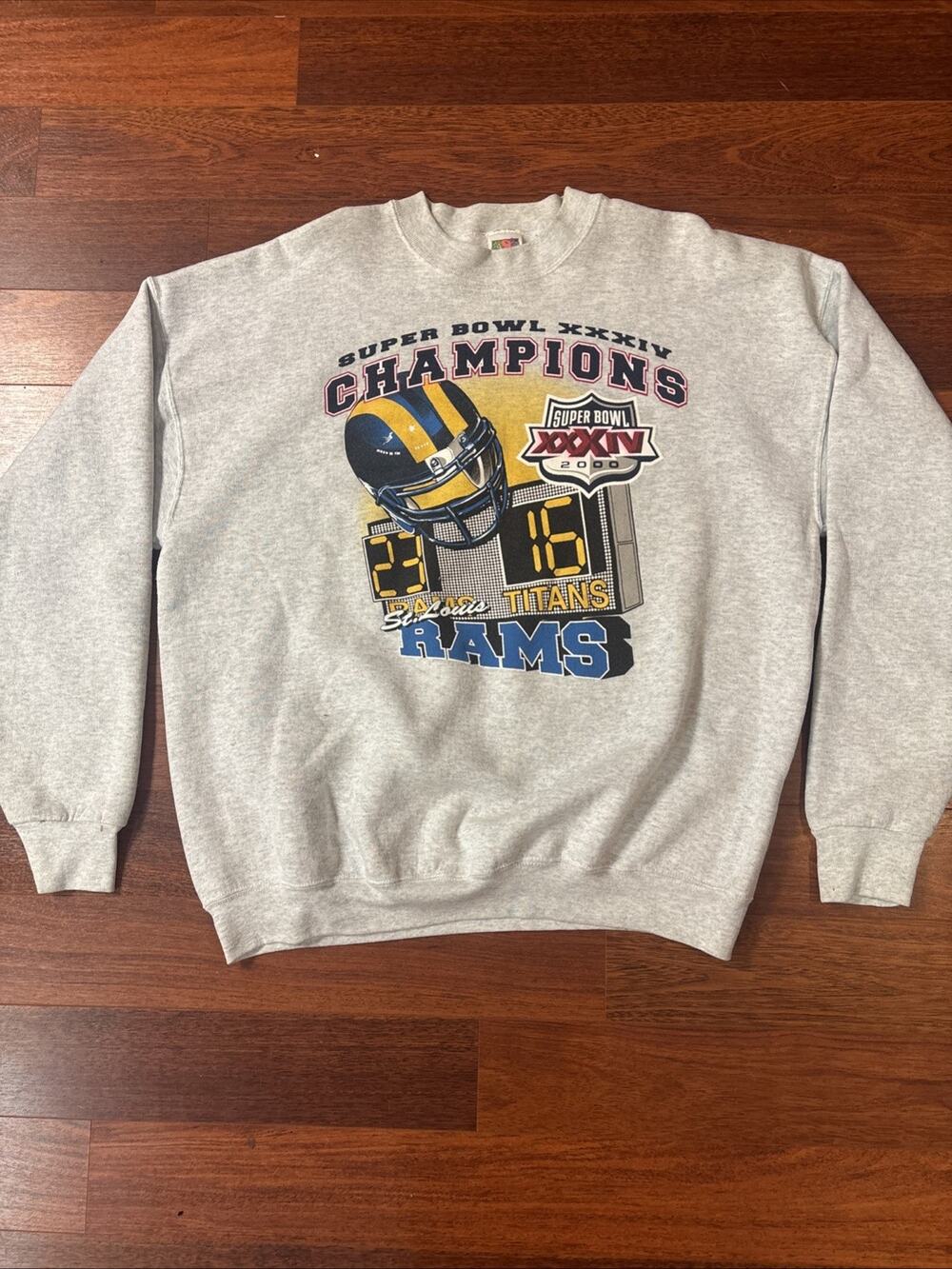 Vintage 2000 St. Louis Rams Super Bowl XXXIV Champions Crewneck Sweatshirt